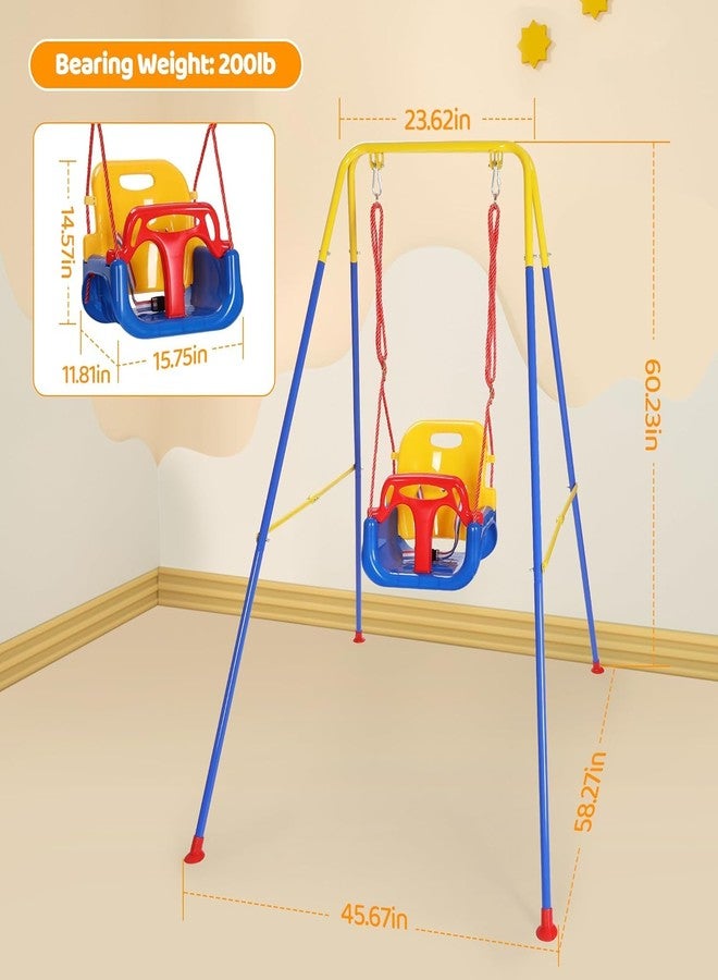 MAPPLE CREATION Multifunction Toddler Swing Set, Heavy-Duty Indoor Outdoor Baby Swing Seat Safety Harness, Folding Metal Stand & Clear Instruction, Easy to Assemble & Store - Image 4
